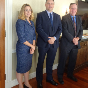 Julie Monaco (Citi), Kevin O'Rourke (speaker) and Wayne Forrest at a political risk briefing hosted by Citi (2018)